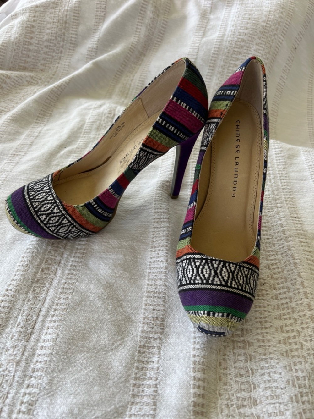 Chinese Laundry Multicolor Striped Pattern High Heel Pumps
